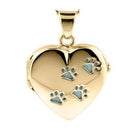 Cara Keepsakes Silver Locket Urns Gold Paw Print Locket Urn