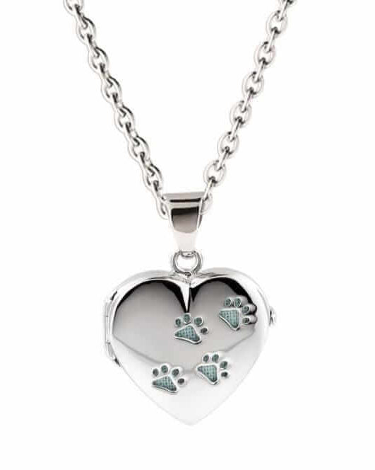 Cara Keepsakes Silver Locket Urns Paw Print Locket Urn