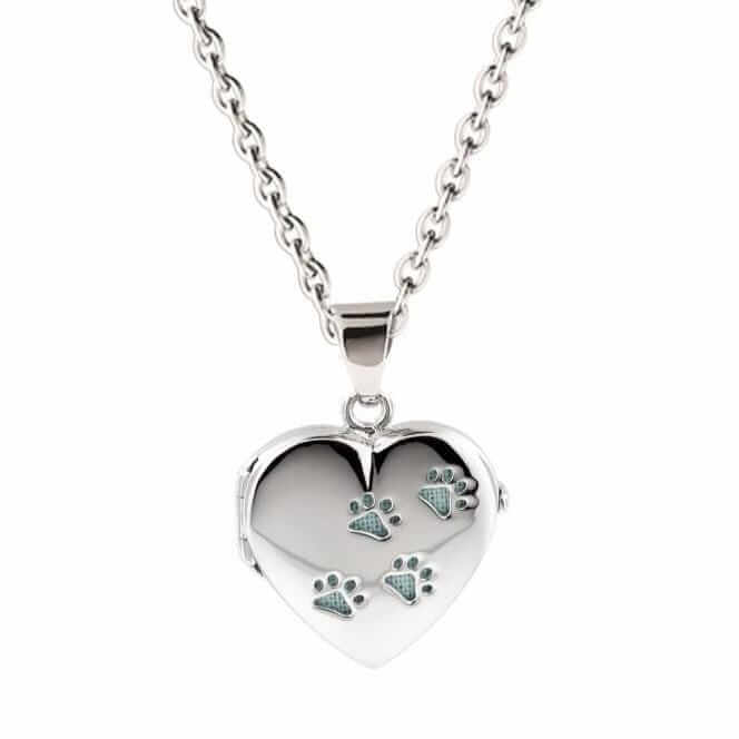 Cara Keepsakes Silver Locket Urns Paw Print Locket Urn