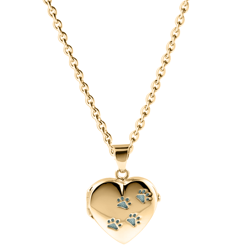 Cara Keepsakes Silver Locket Urns Gold Paw Print Locket Urn