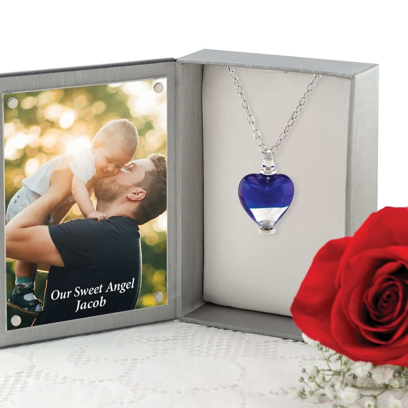 Cara Keepsakes Murano Glass Heart Urn - 'Peace and Harmony' in jewelry box