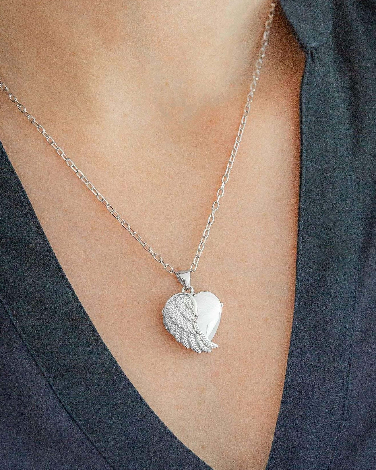 Cara Keepsakes Silver Locket Urns Silver Angel Wing Locket Urn
