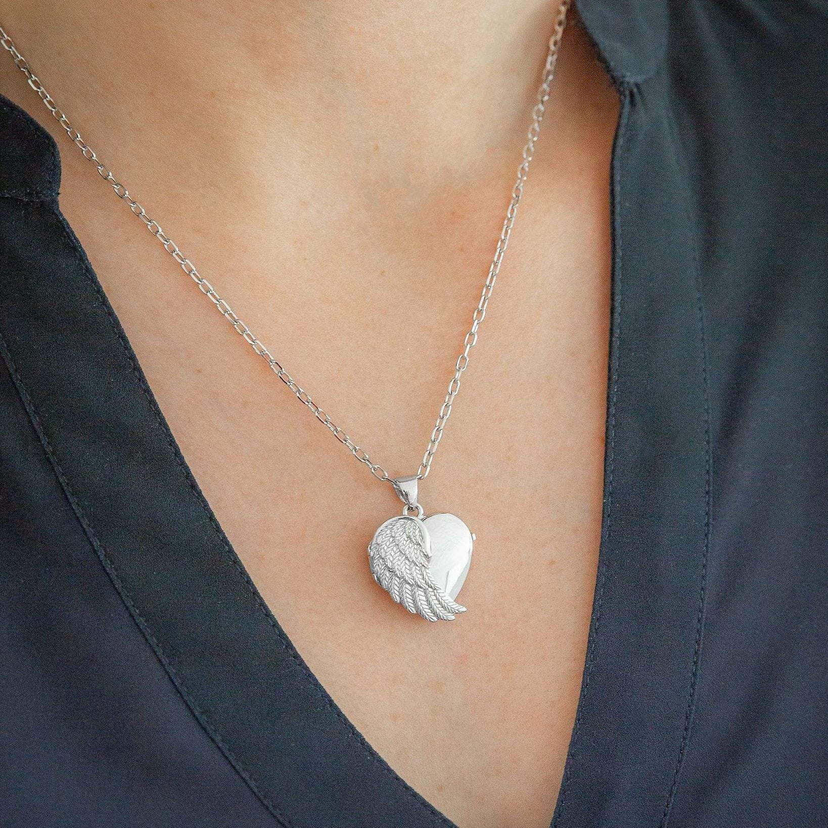 Cara Keepsakes Silver Locket Urns Silver Angel Wing Locket Urn