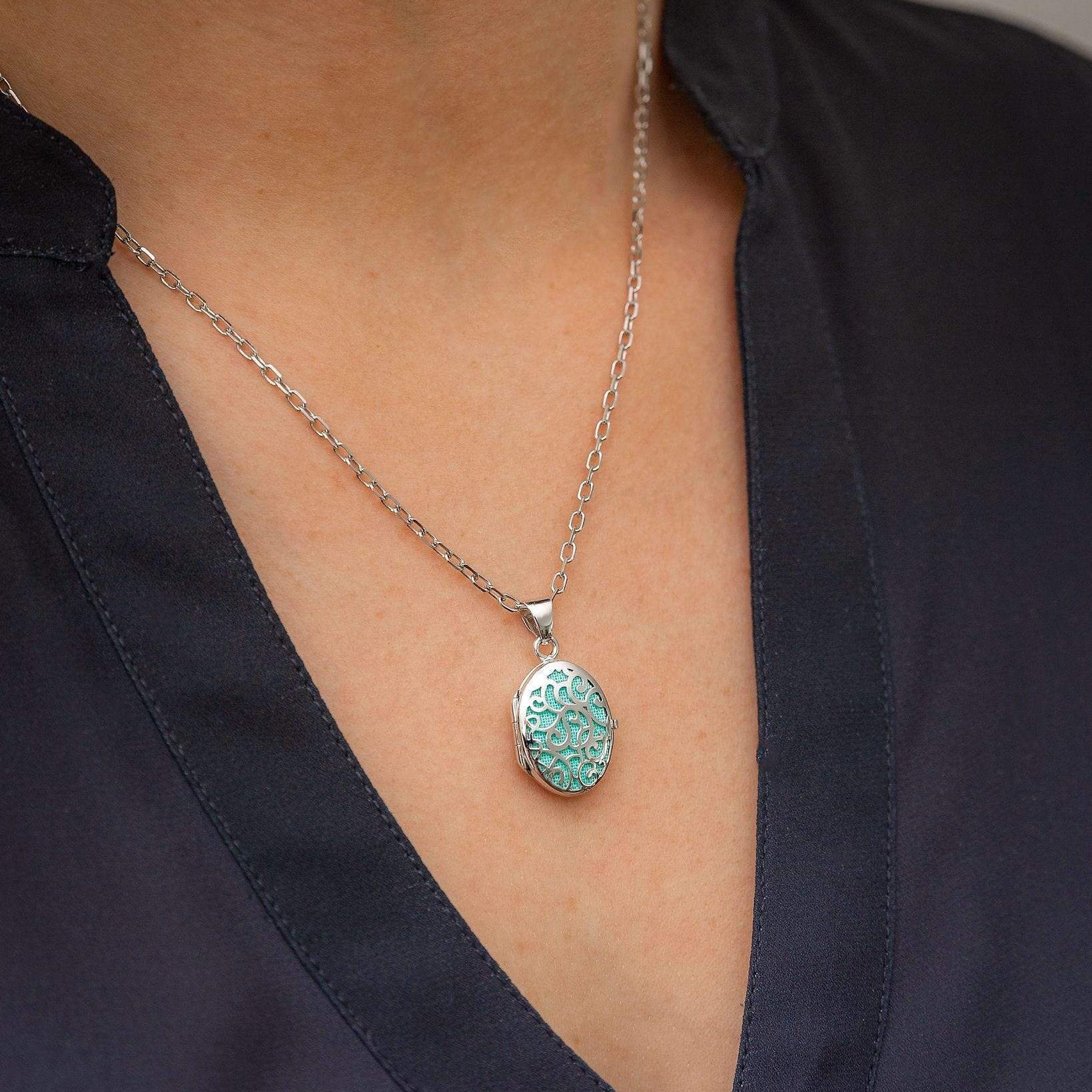 Cara Keepsakes Silver Locket Urns Silver Filigree Oval Locket Urn