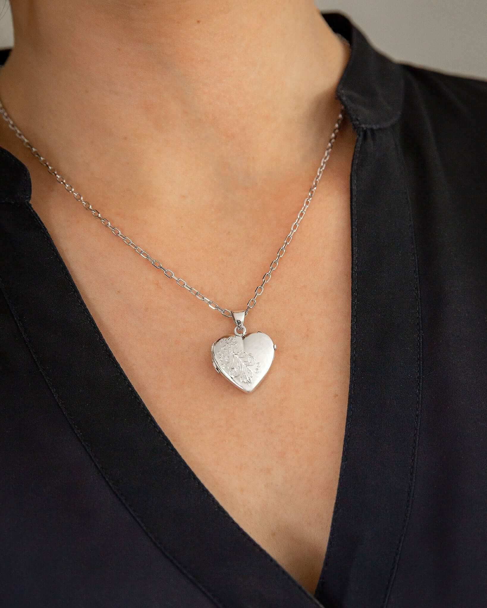 Cara Keepsakes Silver Locket Urns Silver Heart Locket Urn - Diamond Cut