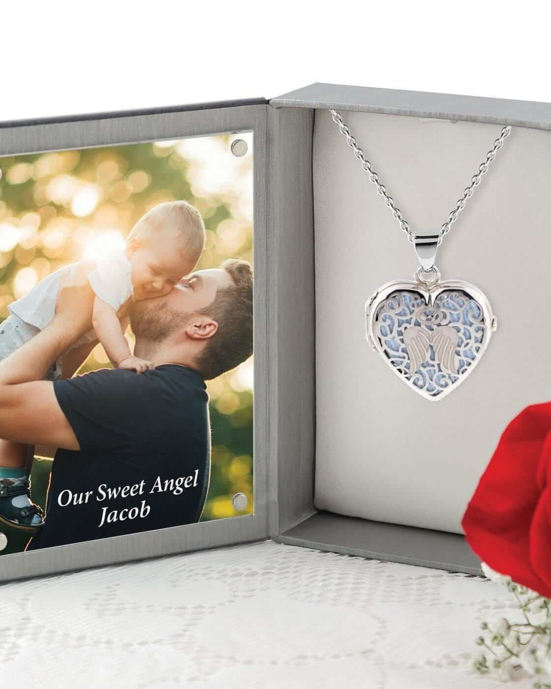Cara Keepsakes Silver Locket Urns Angel Heart Locket Urn