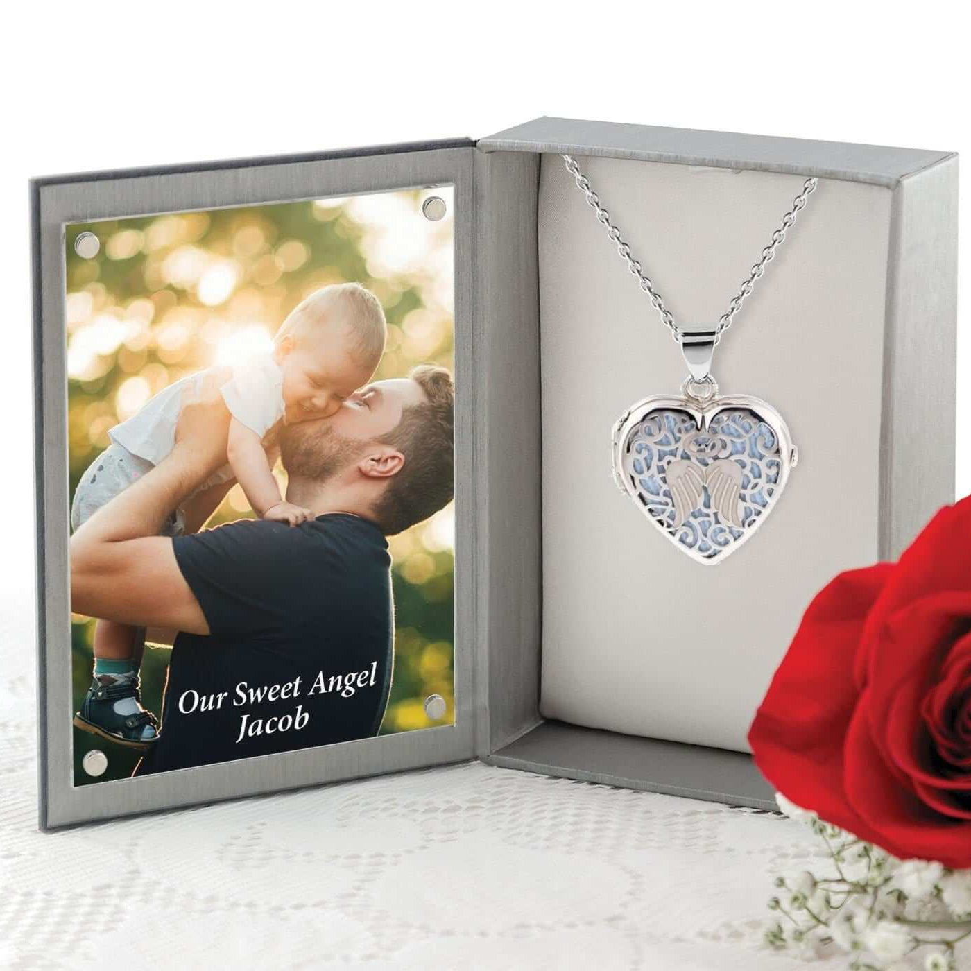 Cara Keepsakes Silver Locket Urns Angel Heart Locket Urn