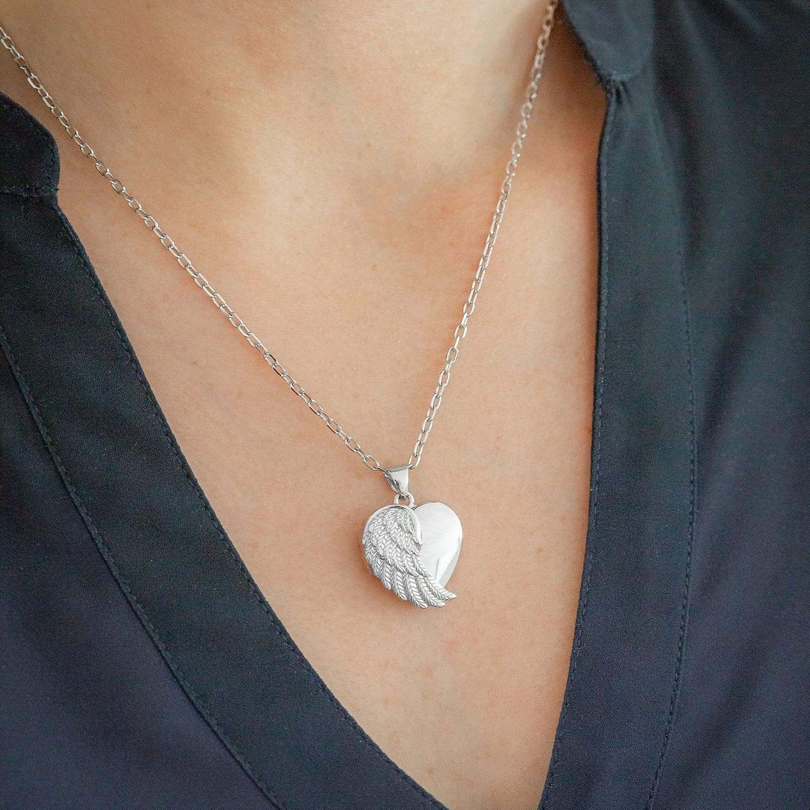 Cara Keepsakes Silver Pendant Urns Angel Wing Pendant Urn