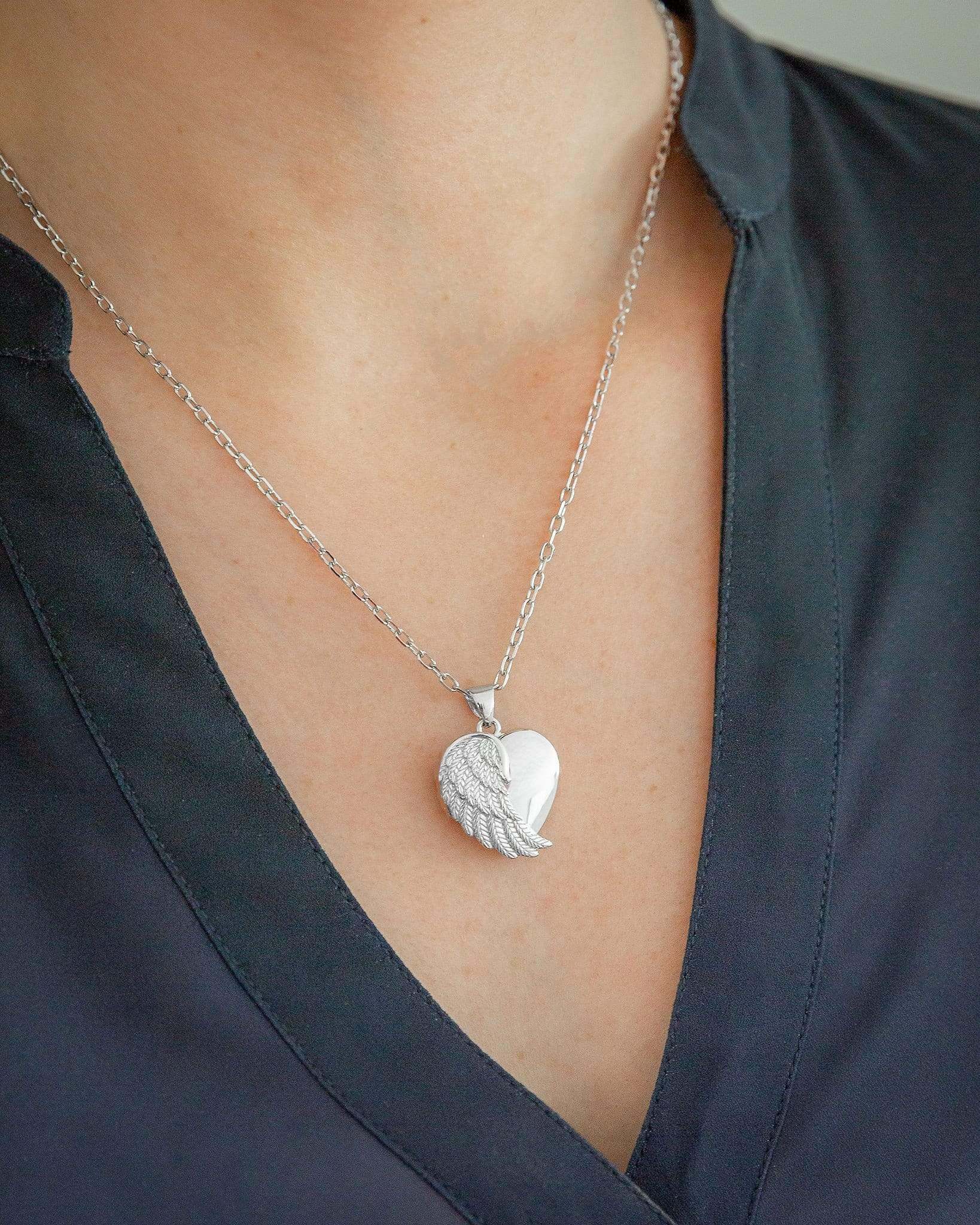 Cara Keepsakes Silver Pendant Urns Angel Wing Pendant Urn