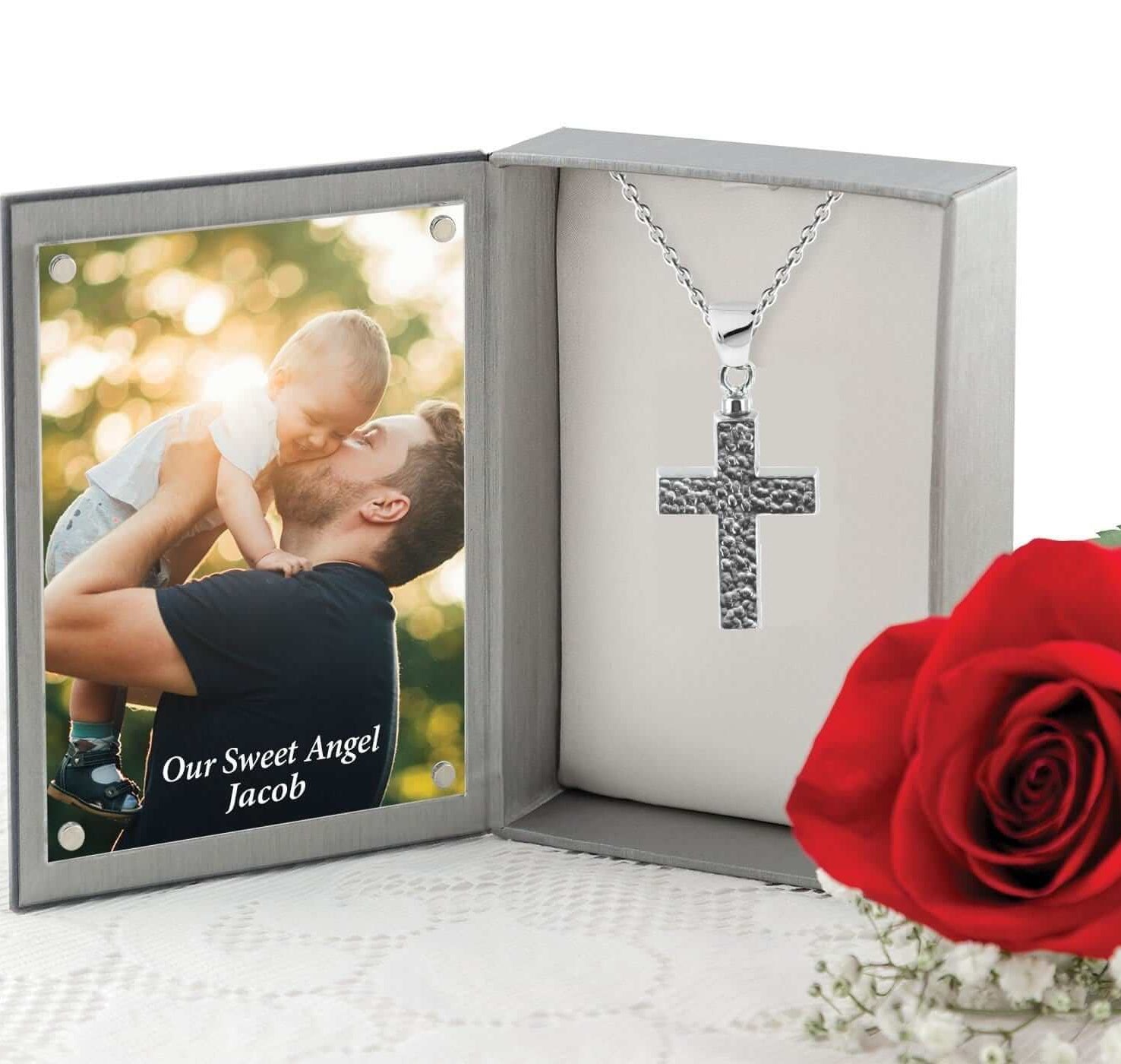 Cara Keepsakes Silver Pendant Urns Hammered Cross Pendant Urn