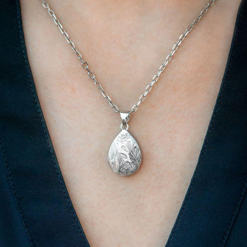Cara Keepsakes Silver Pendant Urns 'Poppy' Teardrop Pendant Urn