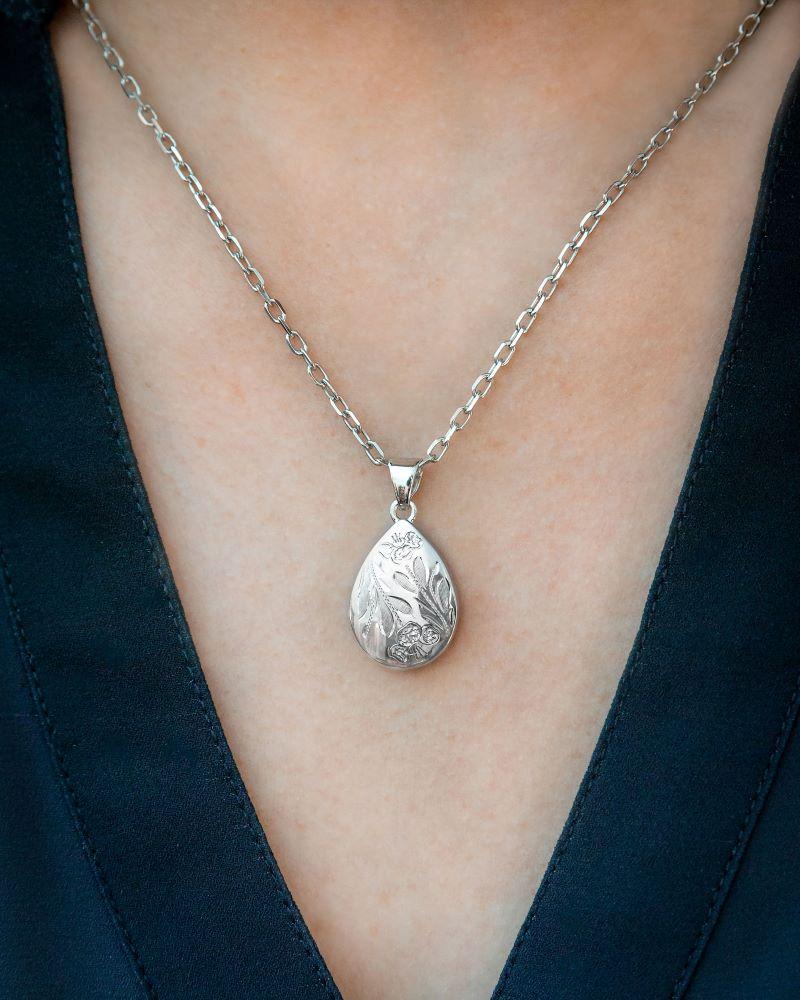 Cara Keepsakes Silver Pendant Urns 'Poppy' Teardrop Pendant Urn