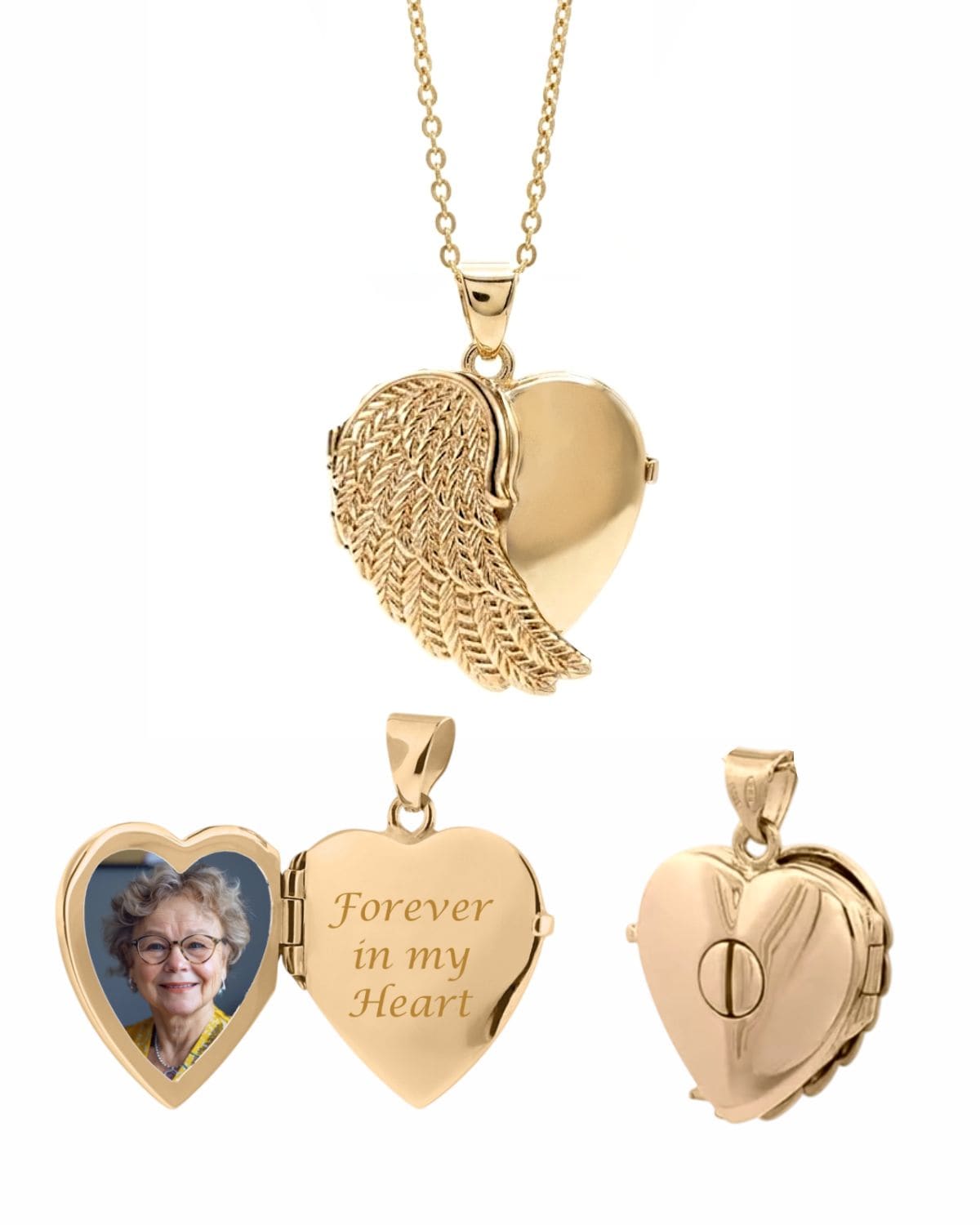 Cara Keepsakes Gold Locket Urns Gold Angel Wing Locket Urn (10K)
