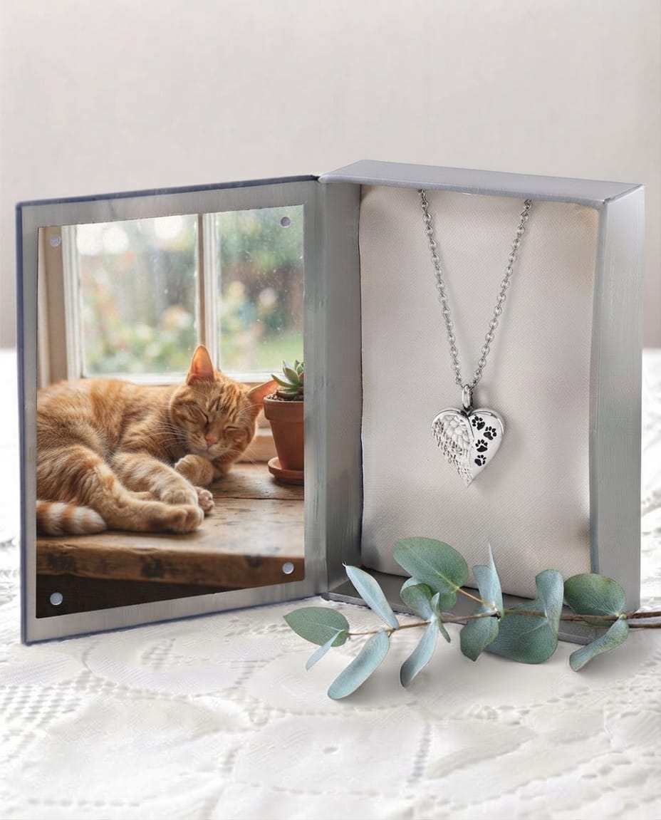 Cara Keepsakes Stainless Steel Stainless Steel Angel Wing Urn with Paw Prints
