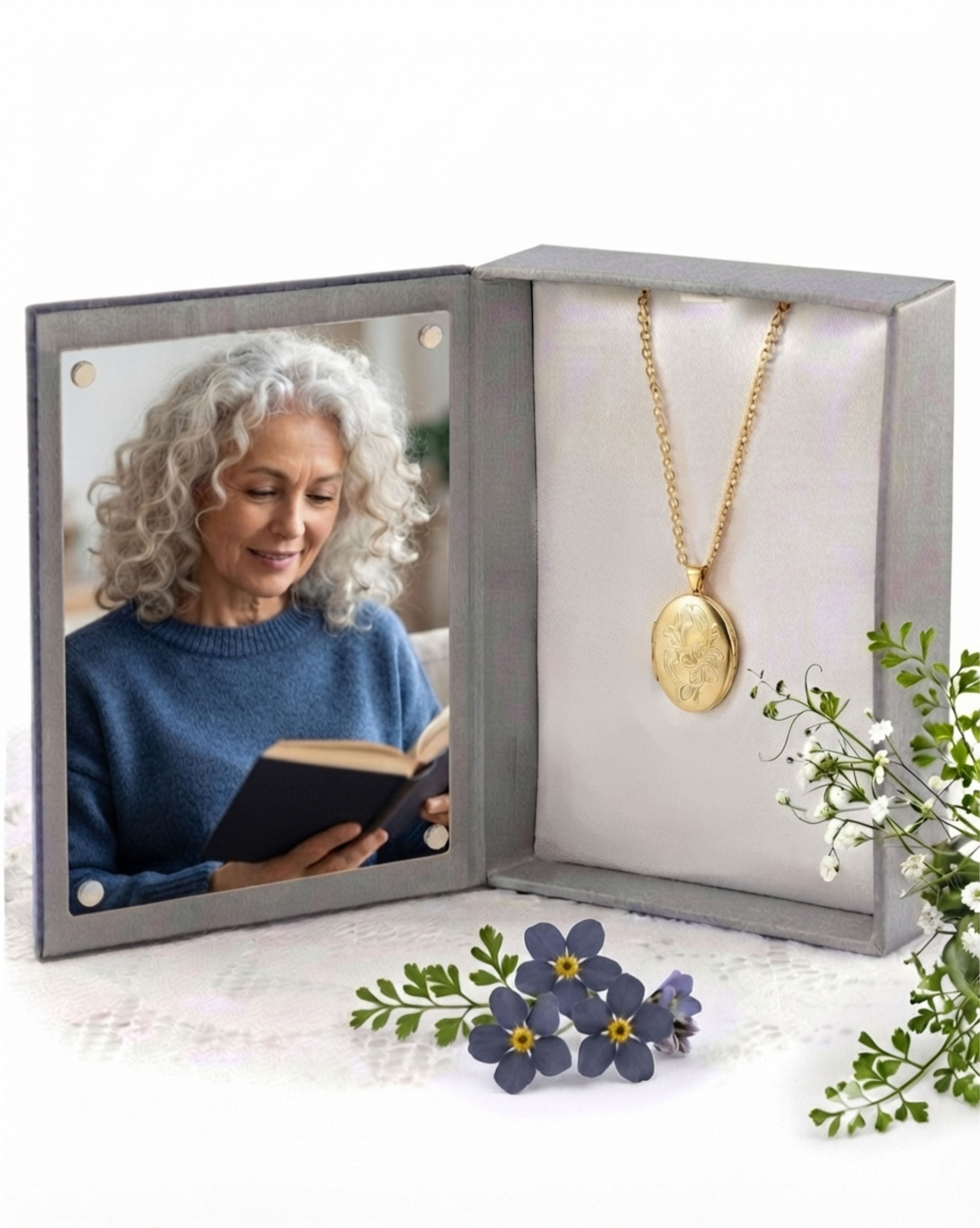 Cara Keepsakes Gold Locket Urns Gold Oval 'Wildflower' Locket Urn (10K)