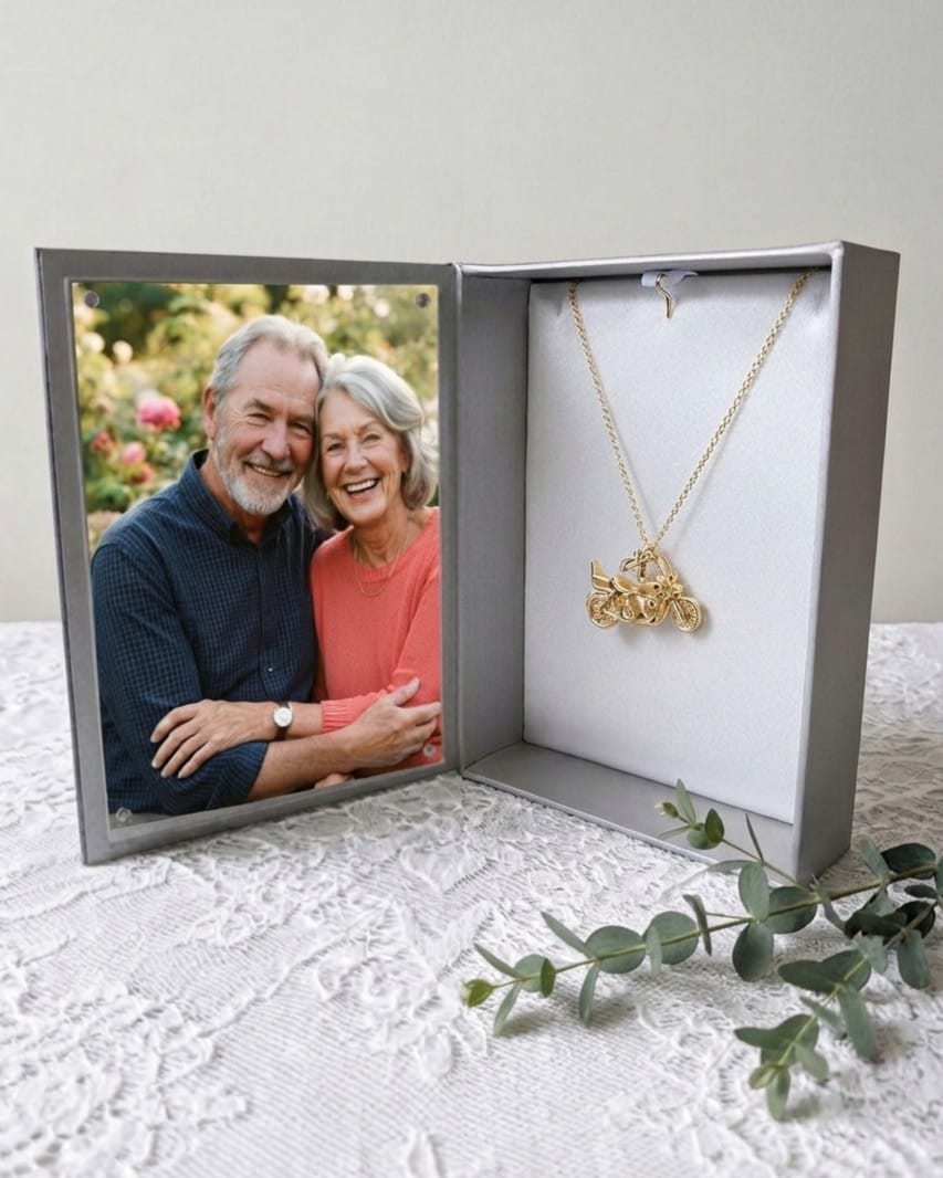 Cara Keepsakes Gold Pendant Urns Gold Motorcycle Pendant Urn (10K)