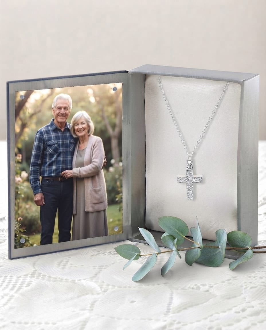 Cara Keepsakes Silver Pendant Urns Hammered Cross Pendant Urn
