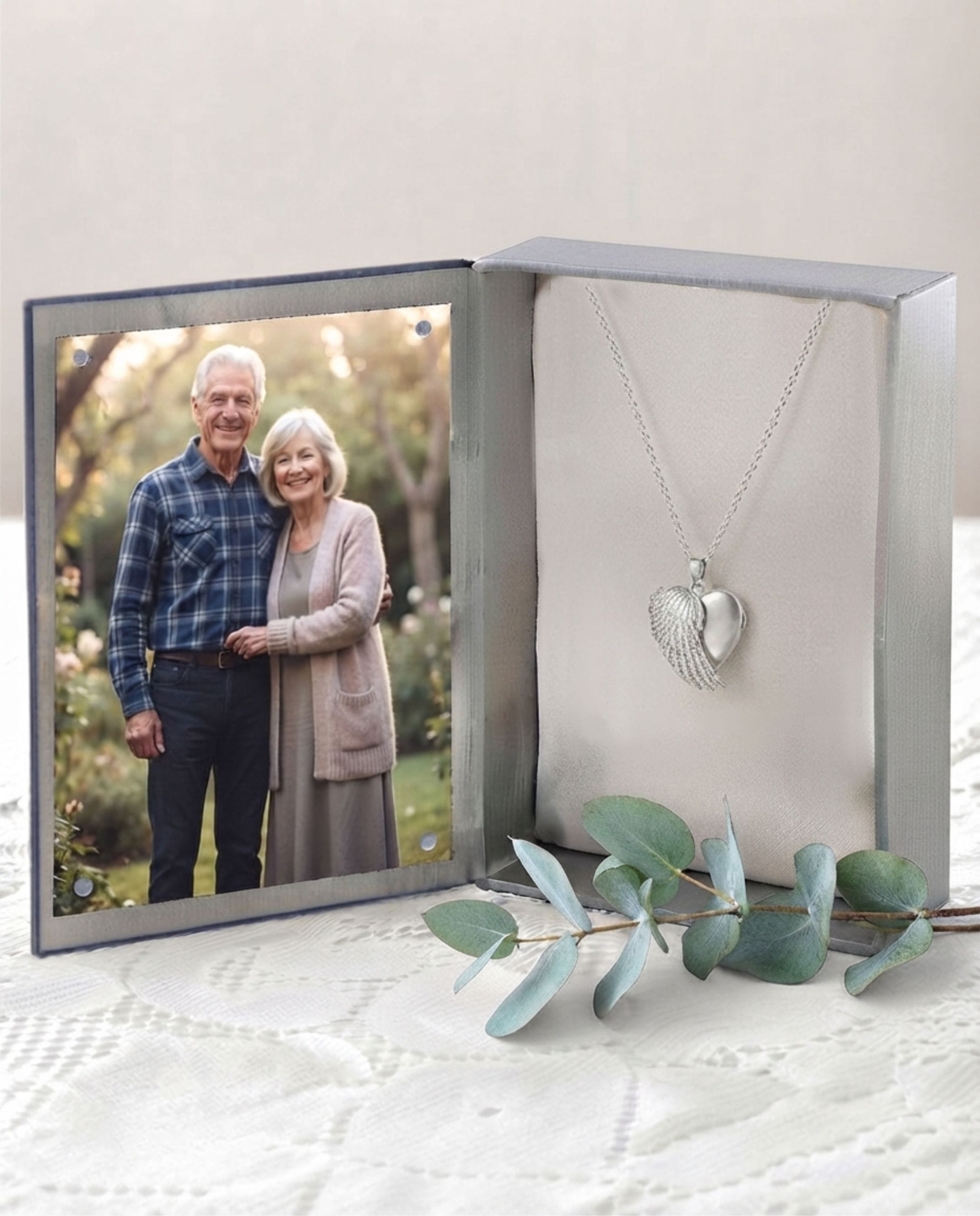 Cara Keepsakes Silver Locket Urns Silver Angel Wing Locket Urn