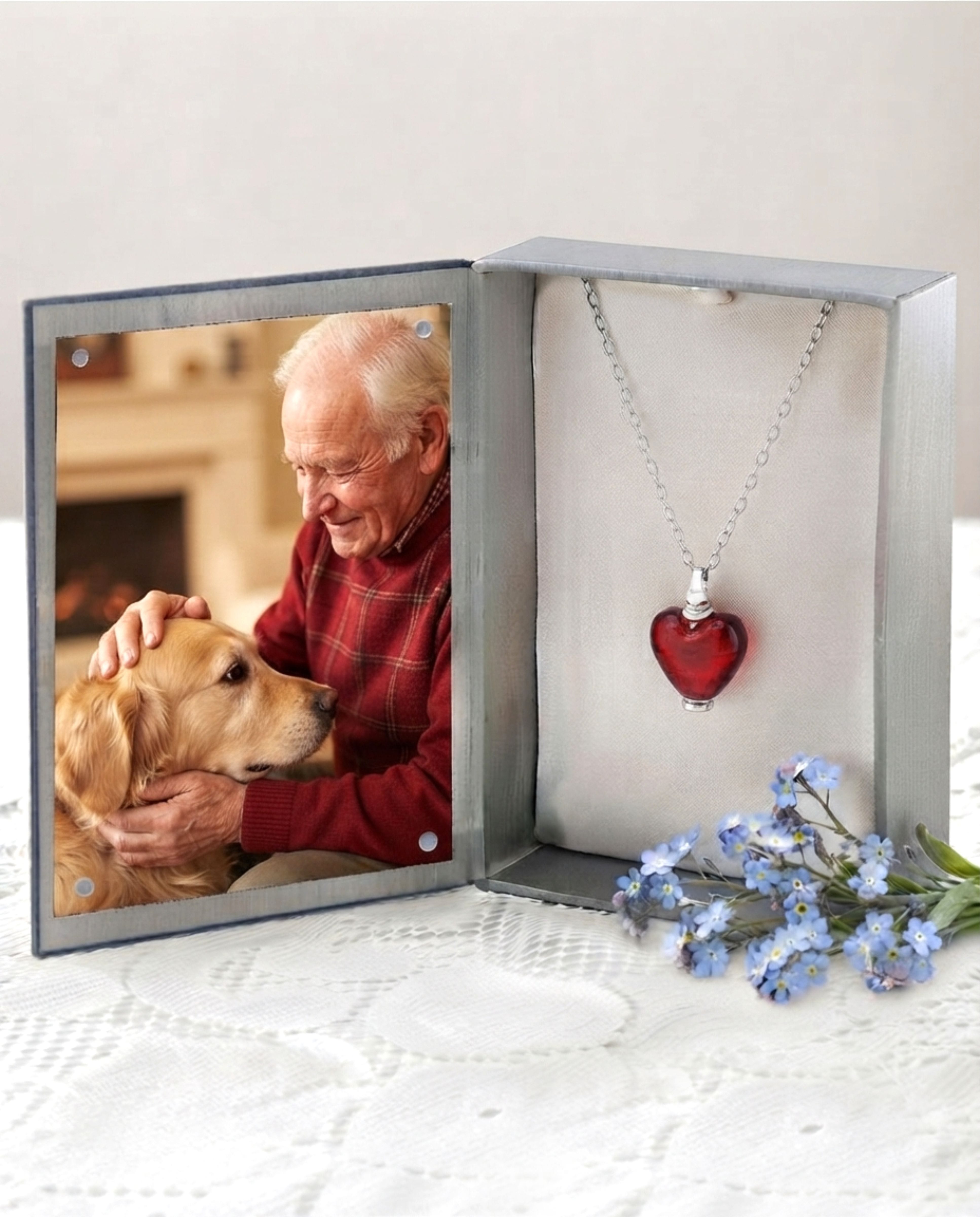 Cara Keepsakes Murano Glass Heart Urns Murano Glass Heart Urn - July