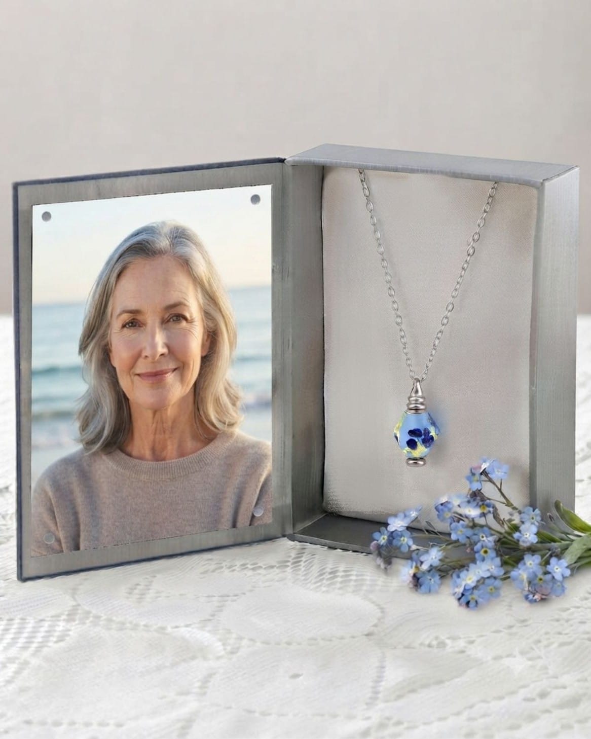 Cara Keepsakes Murano Glass Pendant Urns Murano Glass Pendant Urn - 'Ocean Mist'