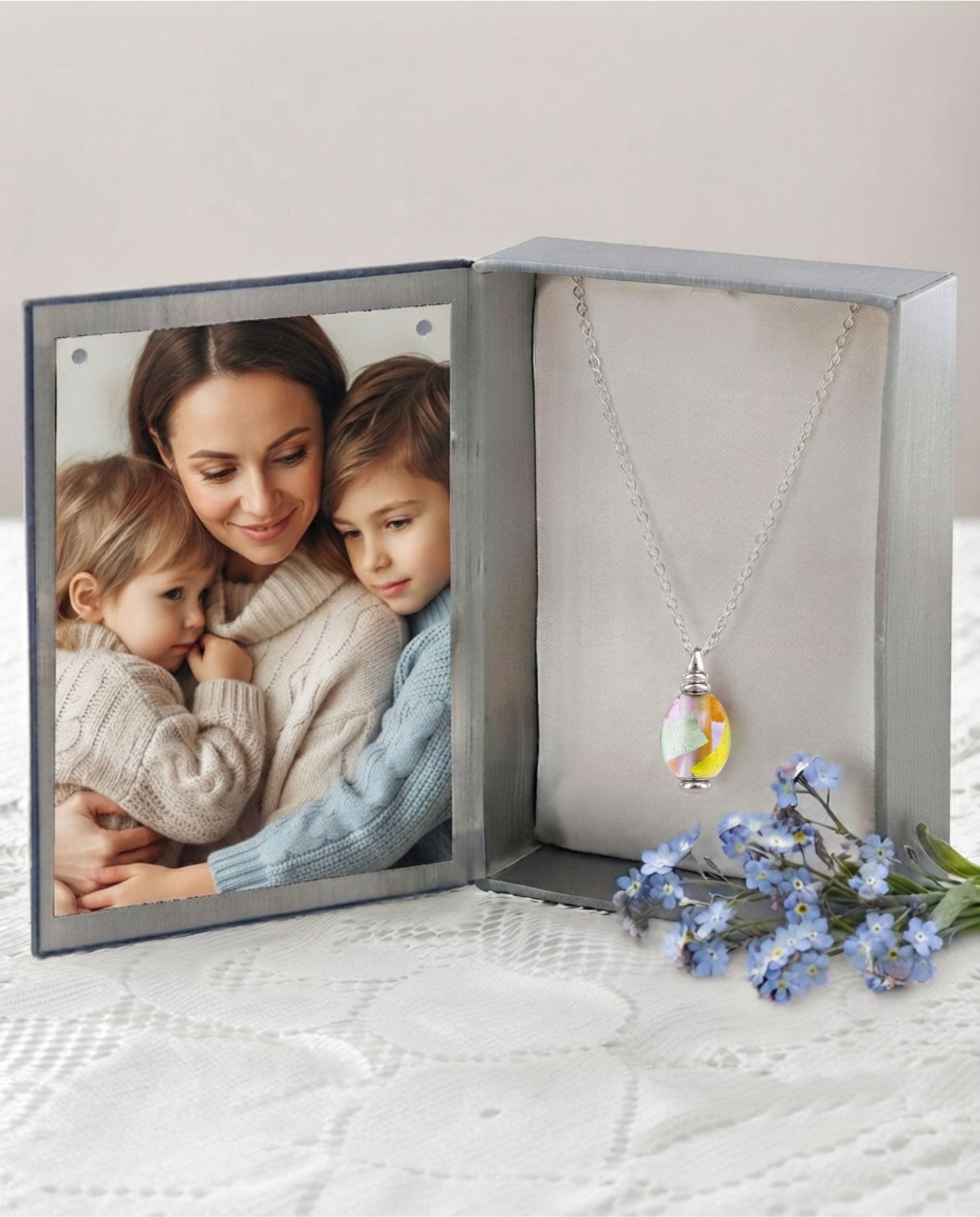 Cara Keepsakes Murano Glass Pendant Urns Murano Glass Pendant Urn - 'Loving Whispers' Olive