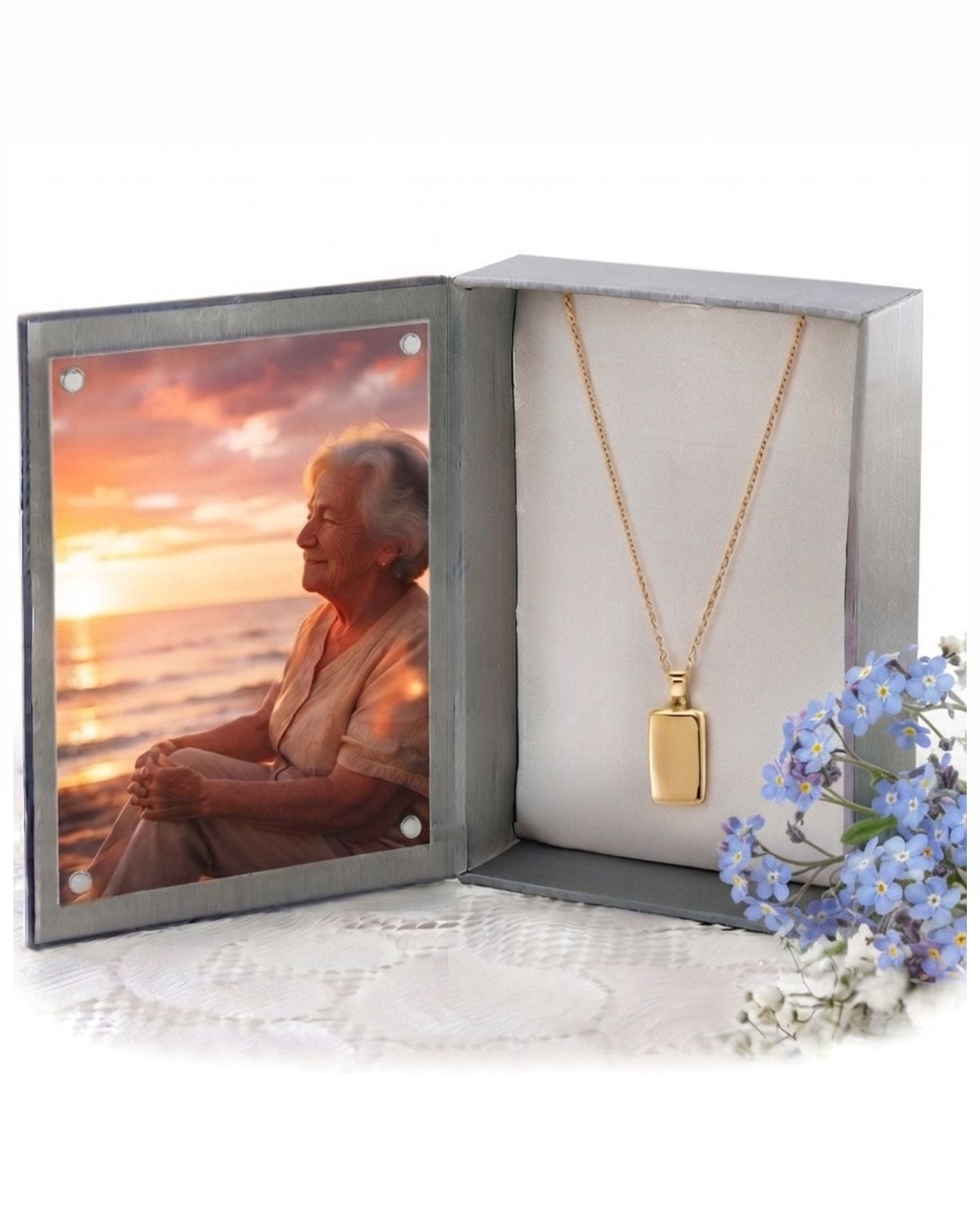 Cara Keepsakes Gold Pendant Urns Gold Rectangle Pendant Urn (10K)