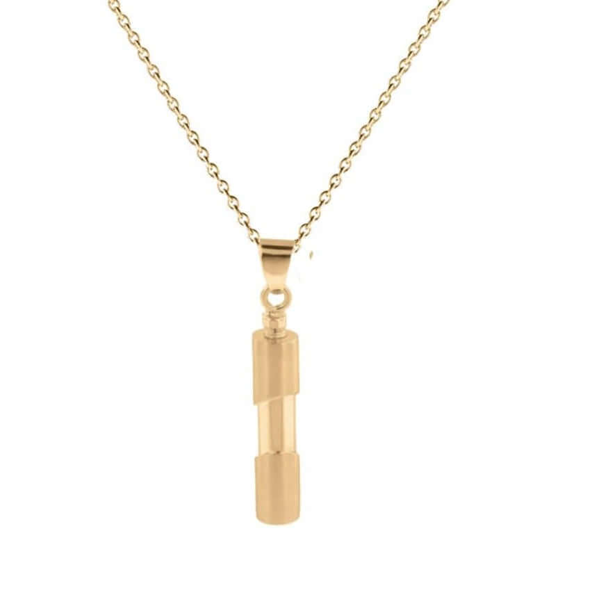 Gold Cylinder Urn Necklace 10K