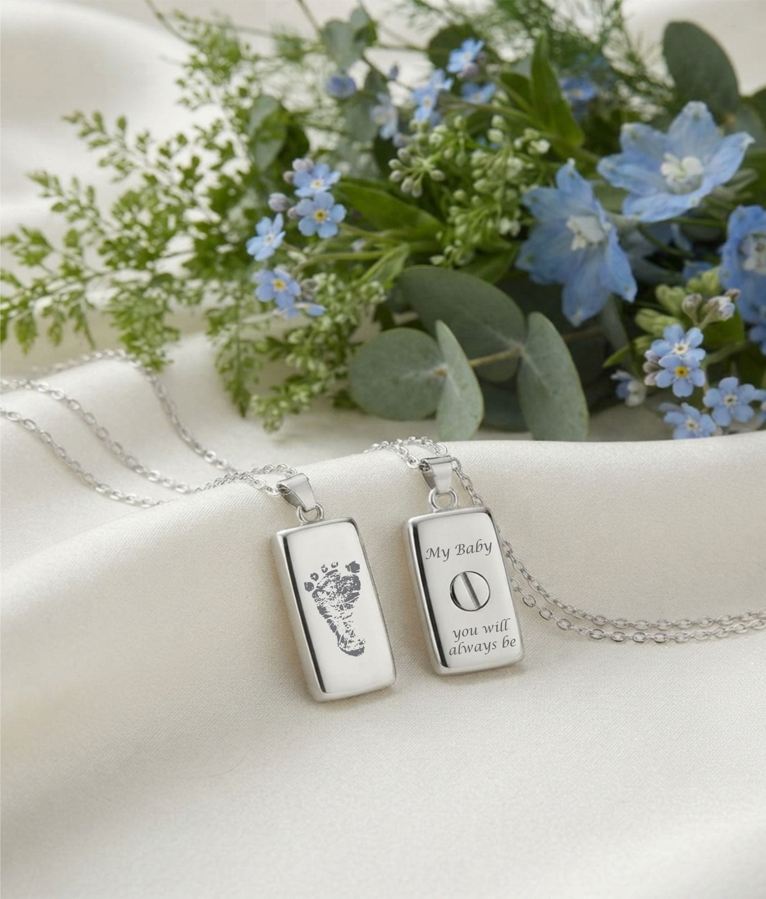 Cara Keepsakes Silver Pendant Urns Silver Rectangle Pendant Urn