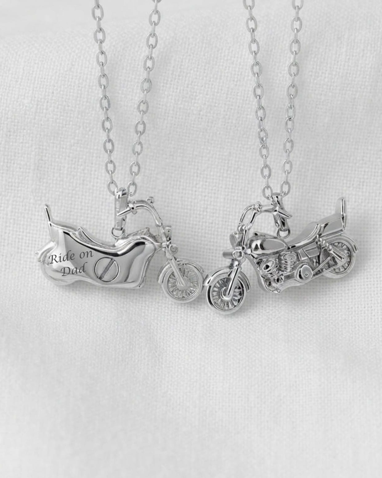 Cara Keepsakes Silver Pendant Urns Motorcycle Pendant Urn