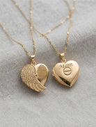 Cara Keepsakes Gold Locket Urns Gold Angel Wing Locket Urn (14K)