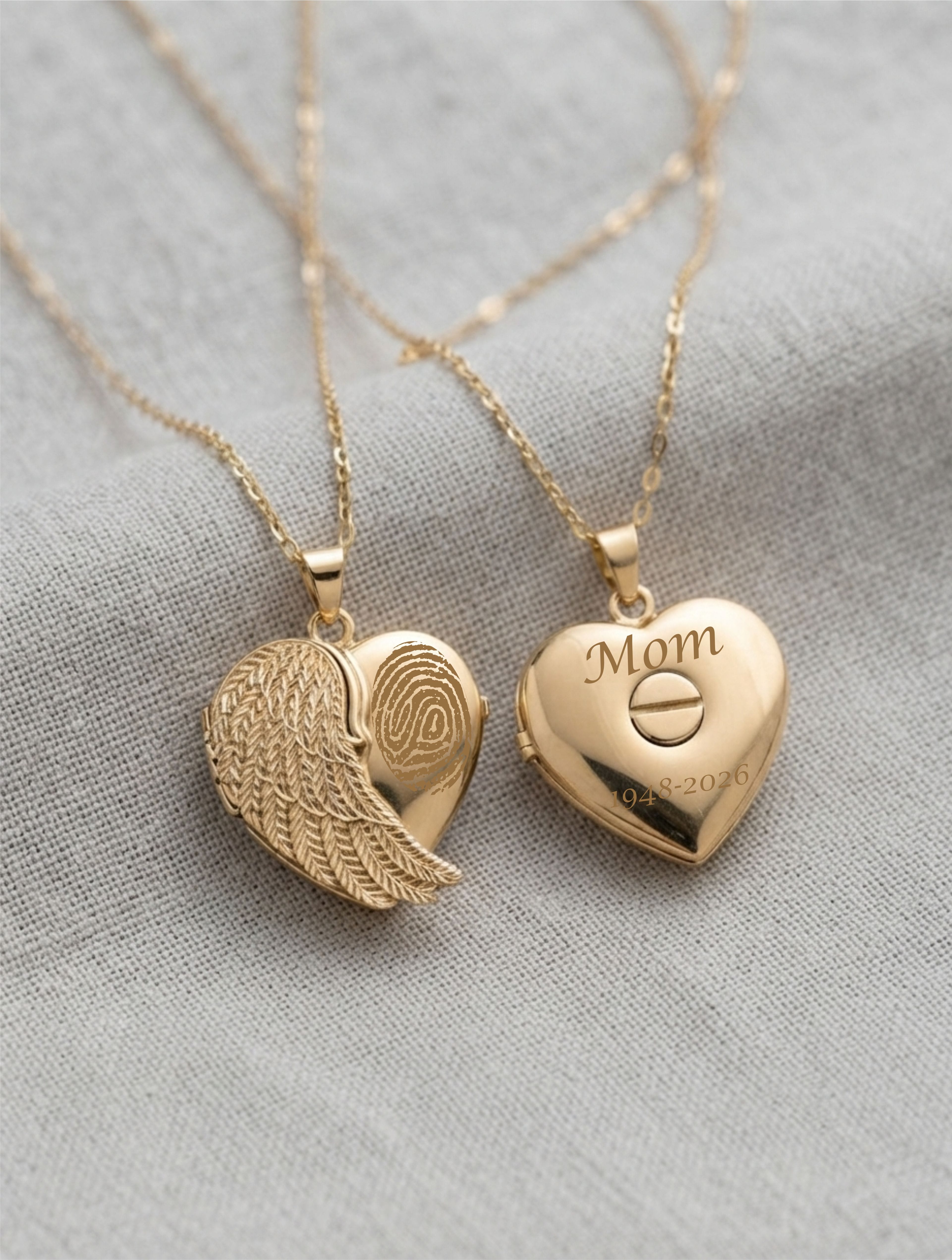 Cara Keepsakes Gold Locket Urns Gold Angel Wing Locket Urn (14K)