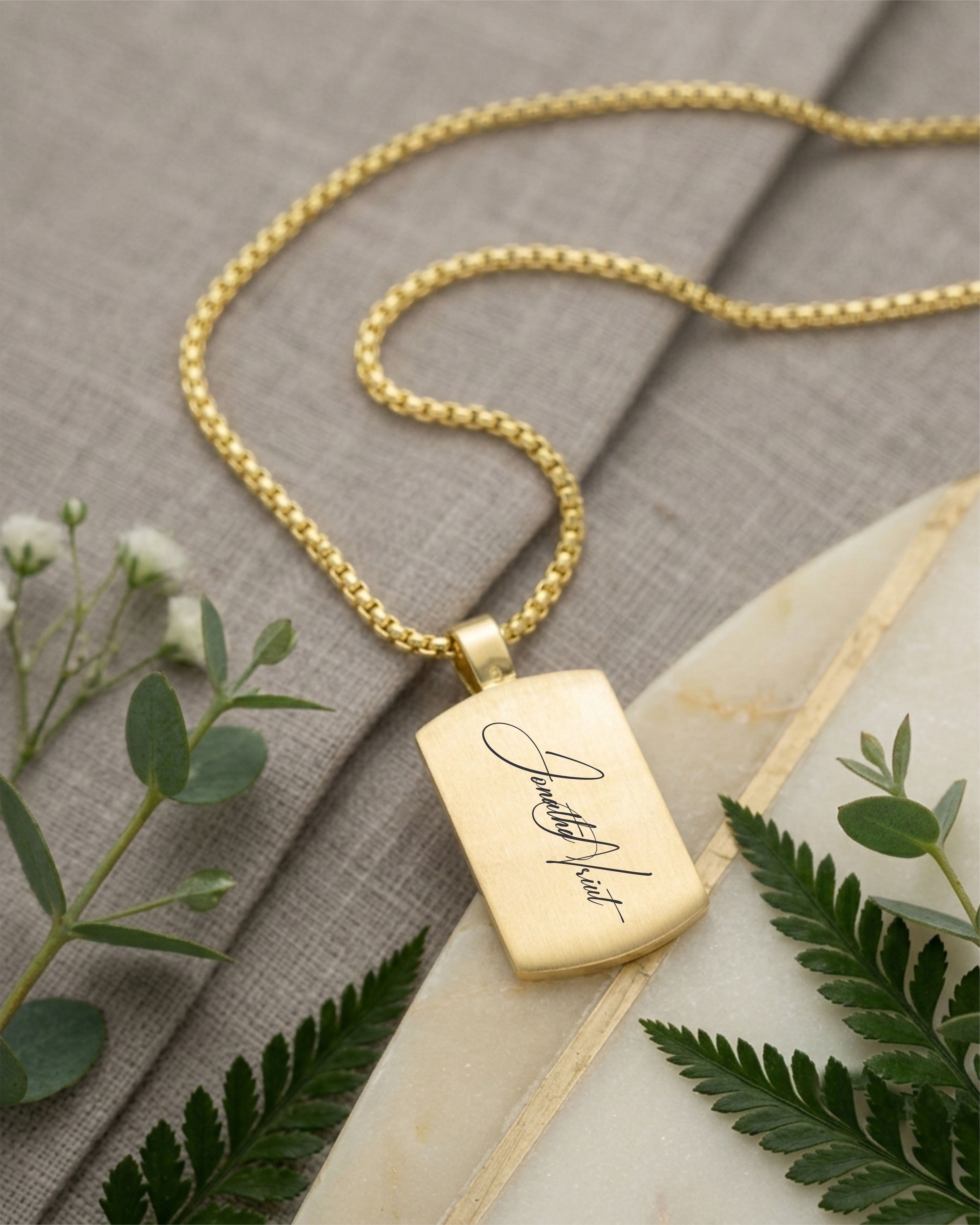 Cara Keepsakes Stainless Steel Gold-Plated Tag Pendant