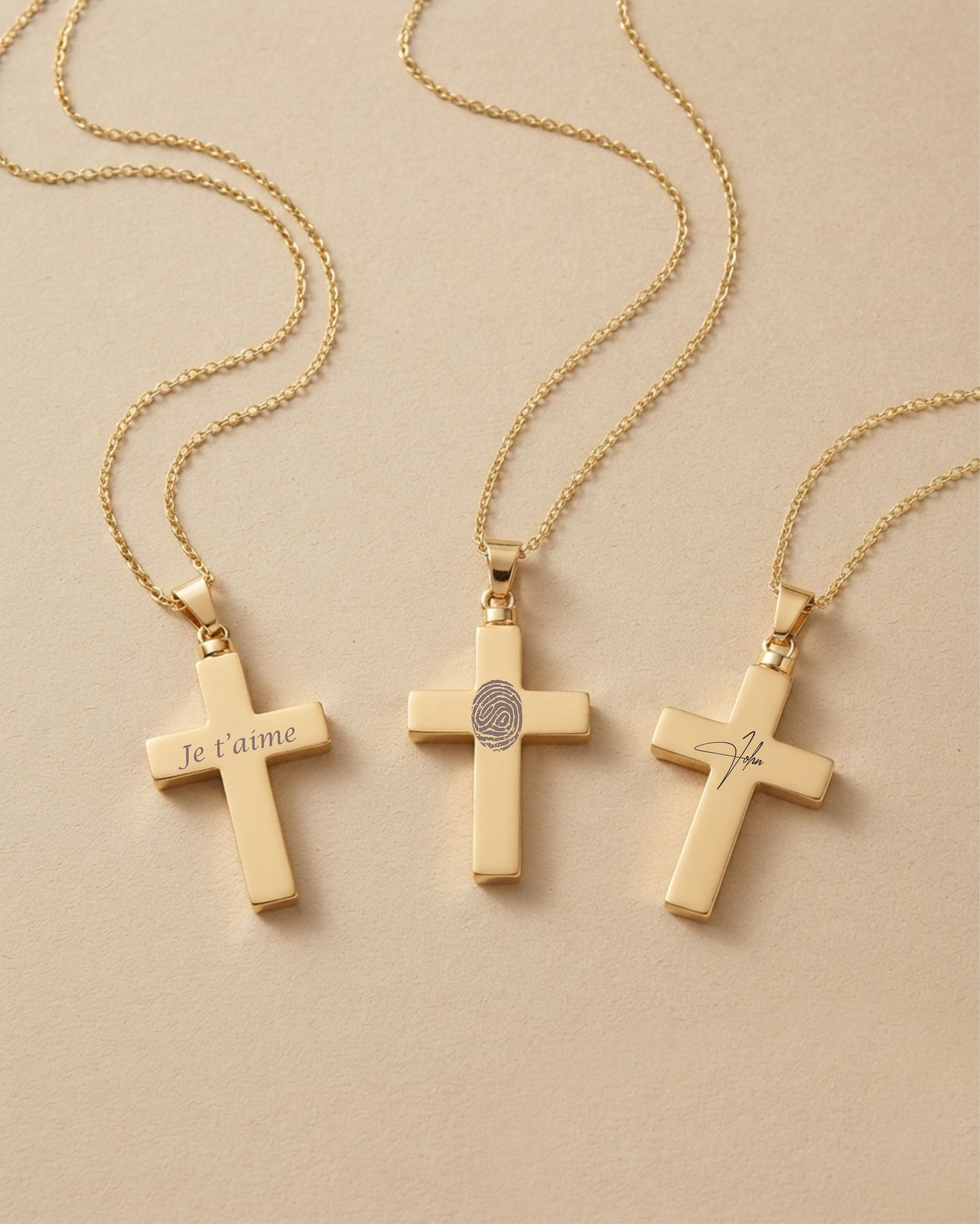 Cara Keepsakes Gold Pendant Urns Hammered Gold Cross Pendant Urn (10K)