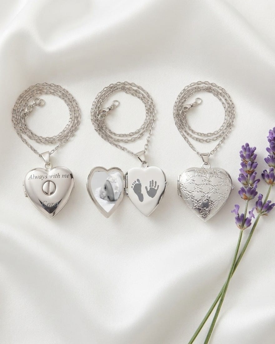 Cara Keepsakes Silver Locket Urns Silver Heart Locket Urn - Diamond Cut