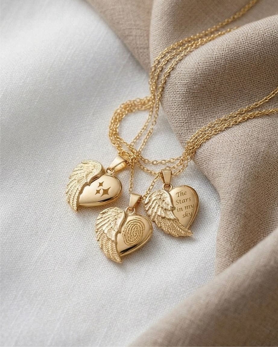 Cara Keepsakes Gold Pendant Urns Gold Angel Wing Pendant Urn (10K)