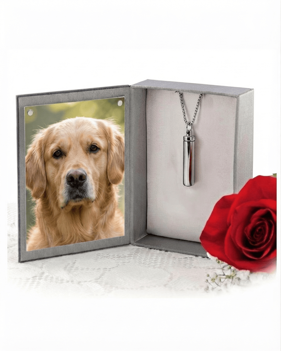 Cara Keepsakes Stainless Steel Stainless Steel Paw Print Cylinder Urn
