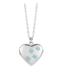 Cara Keepsakes Silver Locket Urns Turquoise Paw Prints Paw Print Locket Urn