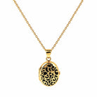 Cara Keepsakes Gold Locket Urns Black Gold Filigree Oval Locket Urn (14K)