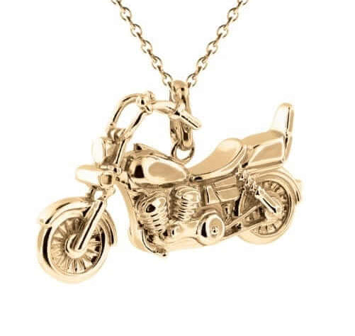 Cara Keepsakes Gold Pendant Urns Gold Motorcycle Pendant Urn (10K)