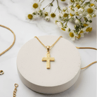 Cara Keepsakes Gold Pendant Urns Hammered Gold Cross Pendant Urn (10K)