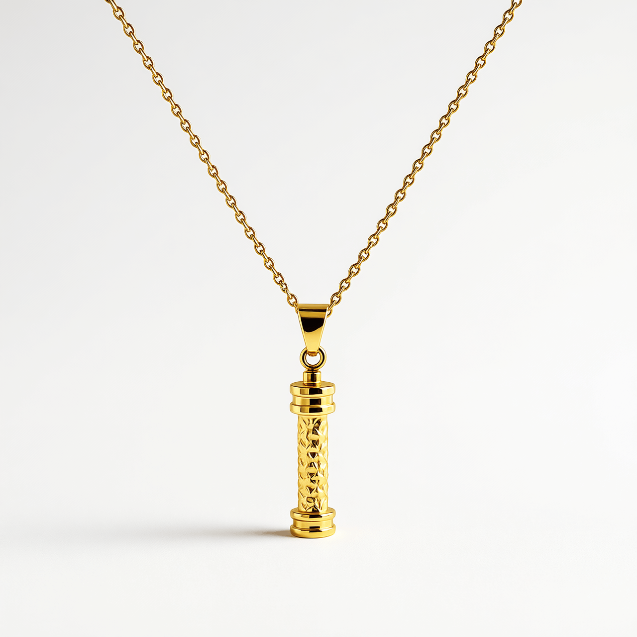 Cara Keepsakes Gold Pendant Urns Gold Hammered Cylinder Pendant Urn (10K)