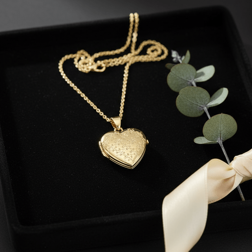 Cara Keepsakes Gold Locket Urns Gold Heart Locket Urn - Diamond Cut (10K)