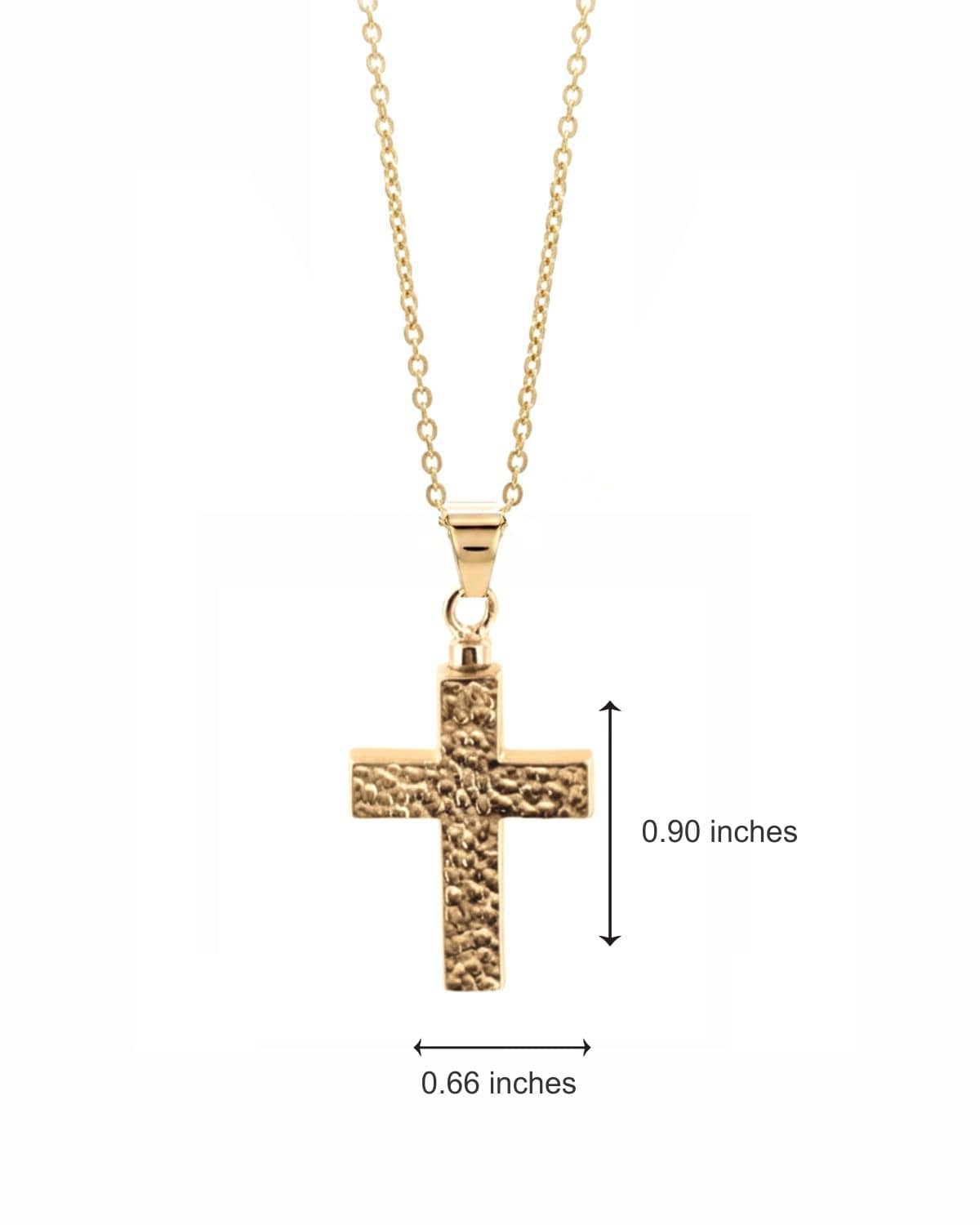 Cara Keepsakes Gold Pendant Urns Hammered Gold Cross Pendant Urn (10K)