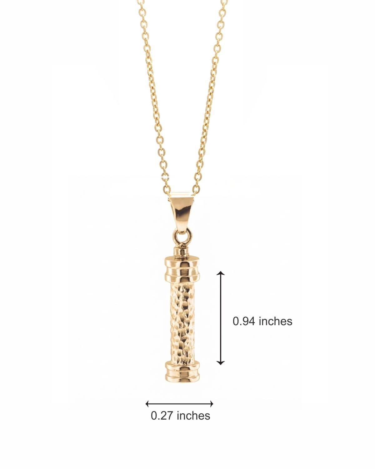 Cara Keepsakes Gold Pendant Urns Gold Hammered Cylinder Pendant Urn (10K)
