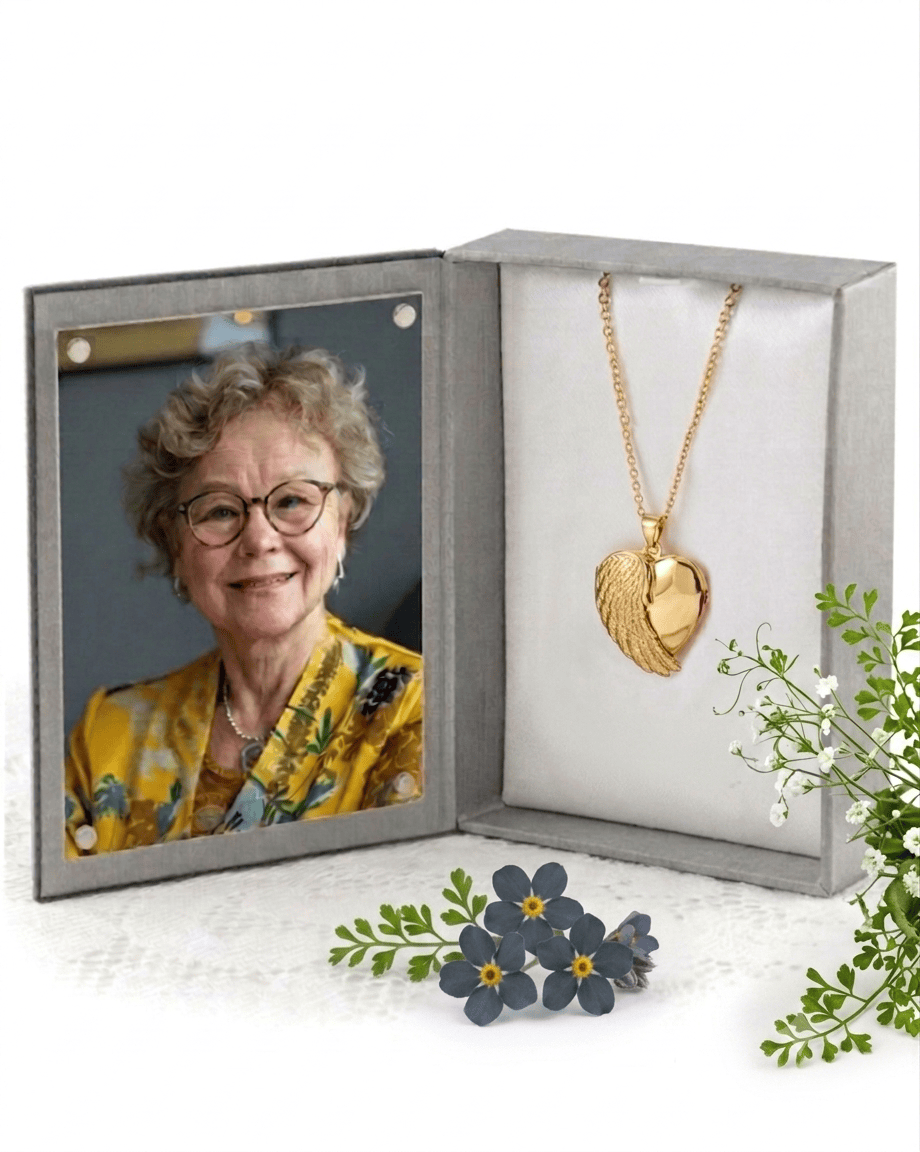 Cara Keepsakes Gold Locket Urns Gold Angel Wing Locket Urn (14K)