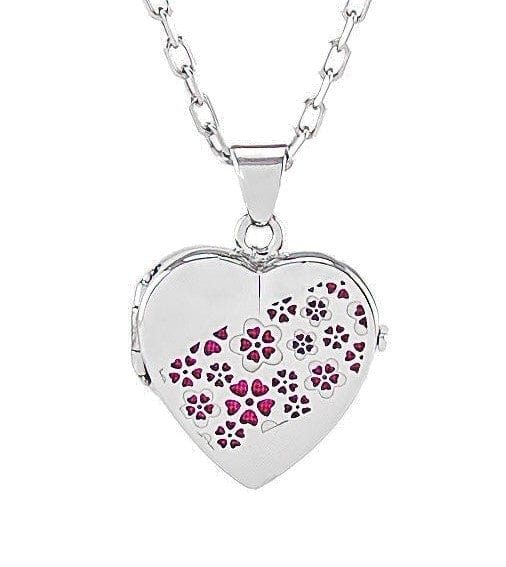 Cara Keepsakes Silver Locket Urns Turquoise Silver Heart Locket Urn - Flowers