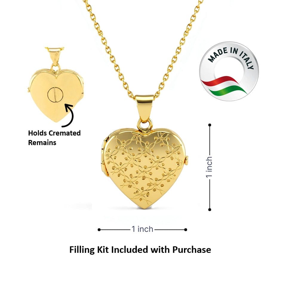 Cara Keepsakes Gold Locket Urns Gold Heart Locket Urn - Diamond Cut (10K)