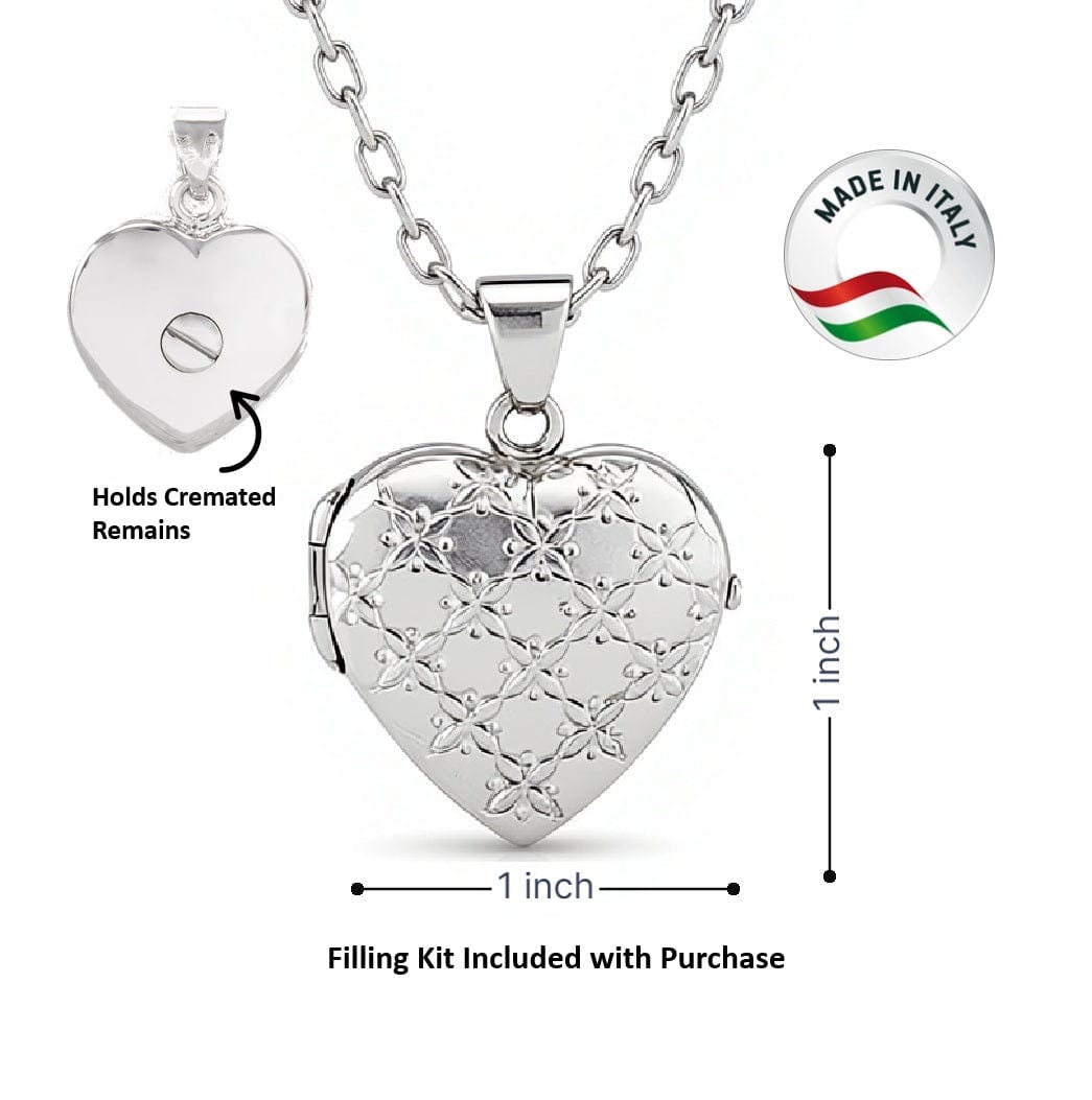 Cara Keepsakes Silver Locket Urns Silver Heart Locket Urn - Diamond Cut