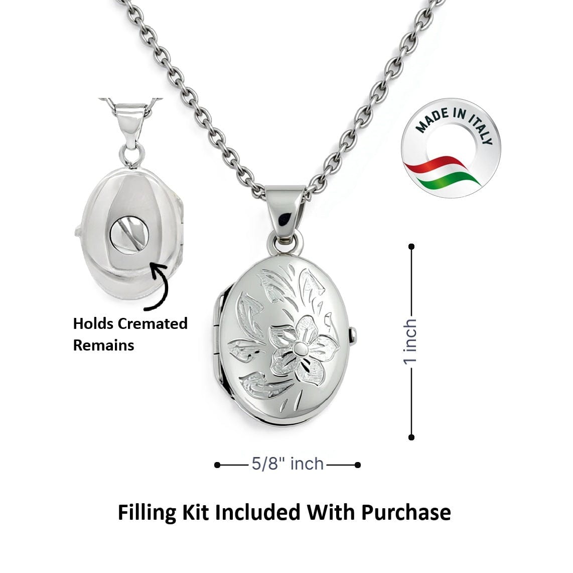 Cara Keepsakes Silver Locket Urns 'Wildflower' Locket Urn