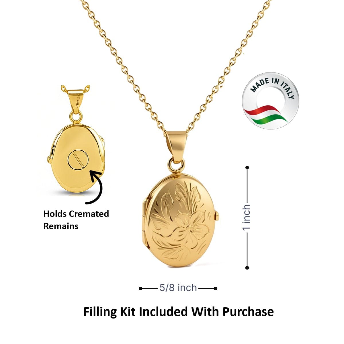 Cara Keepsakes Gold Locket Urns Gold Oval 'Wildflower' Locket Urn (10K)